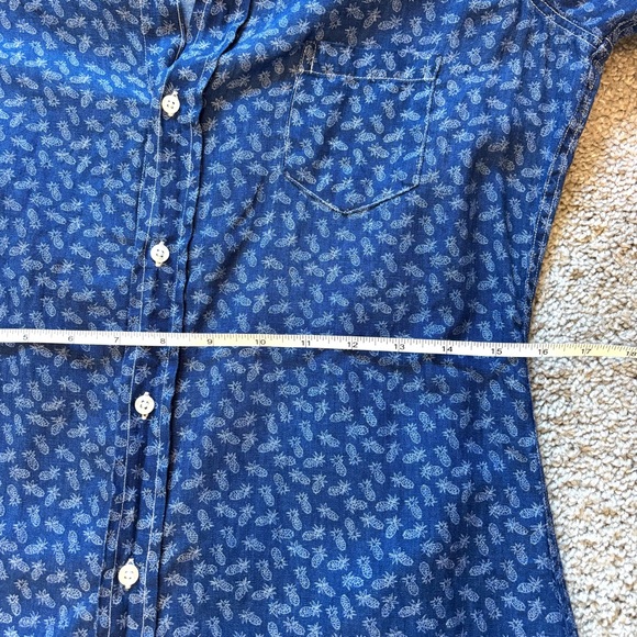 Frank & Eileen Murphy Blue White Pineapple Linen Shirt Dress Women’s Small - Picture 7 of 10